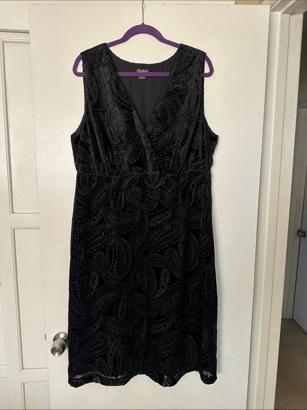 Eddie Bauer Black Paisley Midi Dress